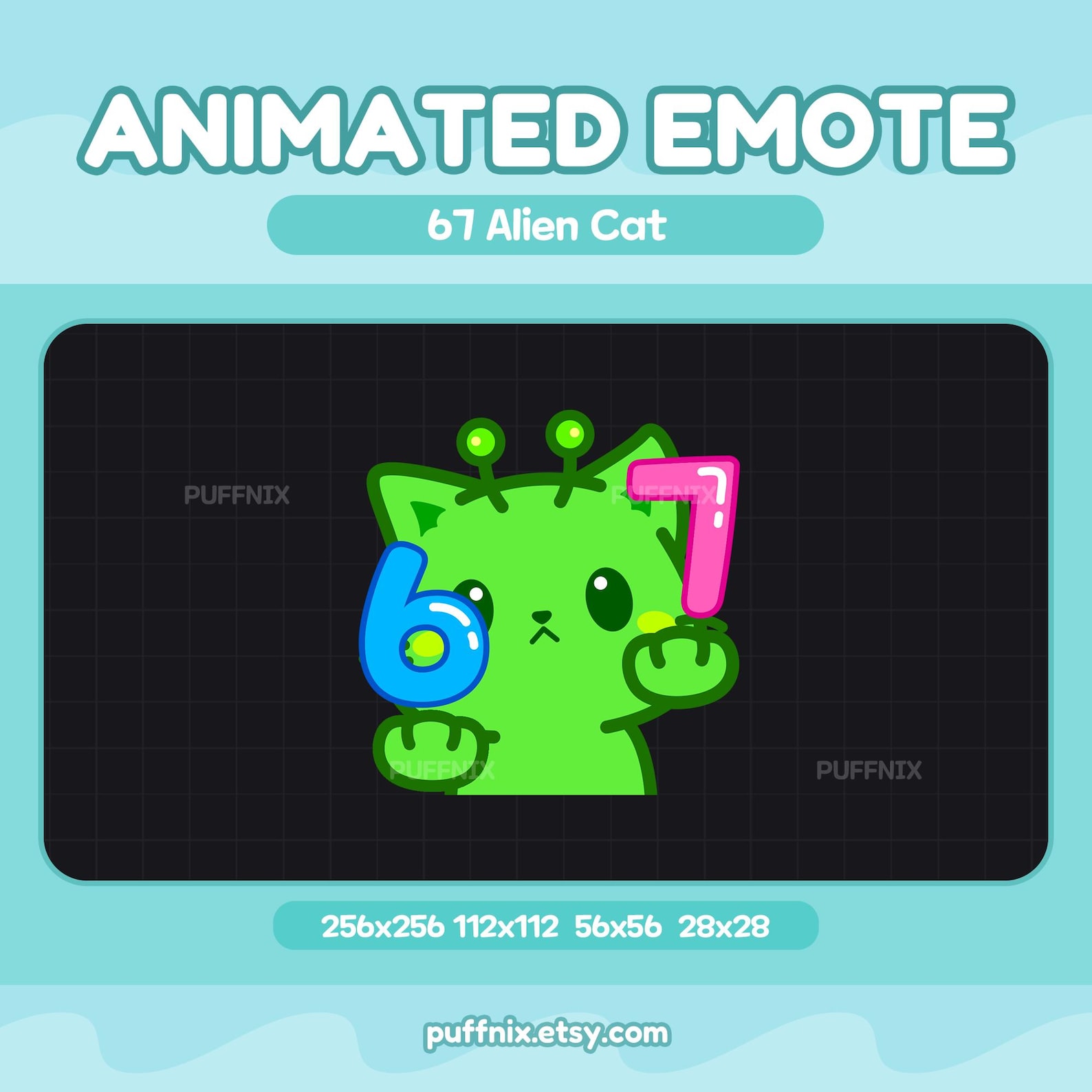 Animated 67 Meme Alien Cat Emote | Viral Brainrot Reaction | Twitch ...
