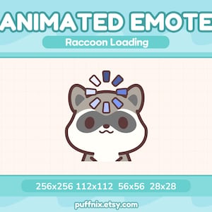 Animated Raccoon Loading Emote | Cute Blinking Raccoon GIF | Chibi Kawaii Loading Bar Buffering Stream | Twitch Discord Kick Youtube