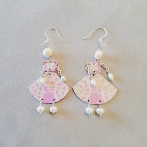 Pretty In Pink Upcycled Tin Earrings