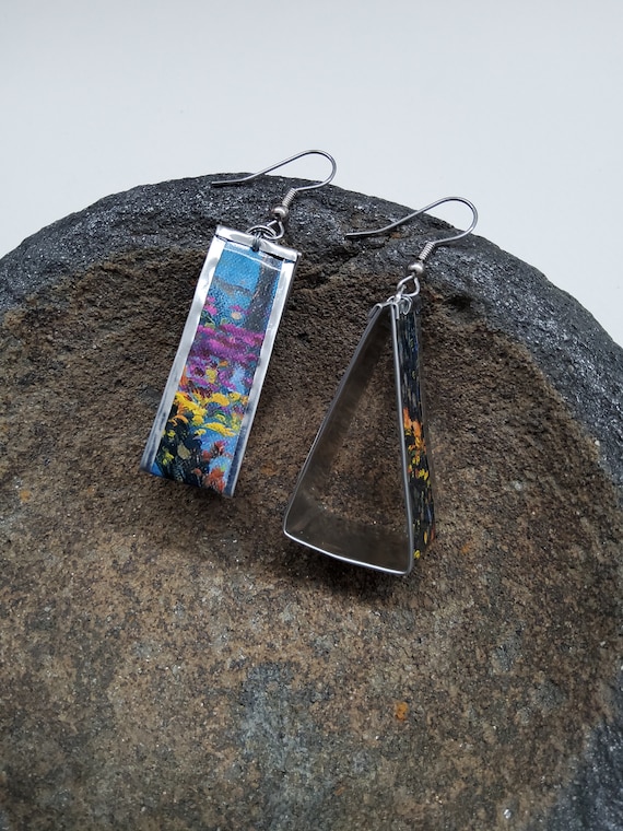 Forest Floor Upcycled Tin Earrings
