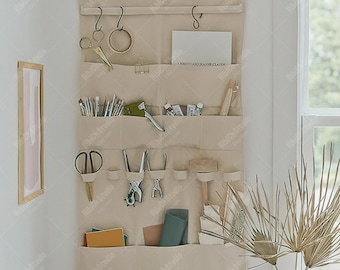 Canvas Wall Hanging Organizer, Over Door Storage Bag, Dorm Room Closet Organizer
