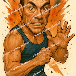 Jean-Claude Van Damme Karikatur im Cartoon-Stil | Download fertiger Kunst