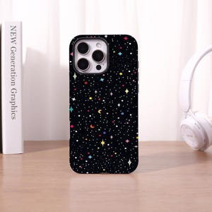 Colorful Stars Double-Layer Phone Case : iPhone 17 16 15 14 13 12 11 ProMax Plus Mini,16E XS XR SE2020,Tough MagSafe Cover,Customizable