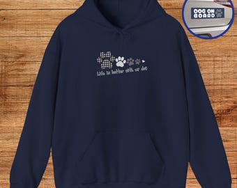 Paw Print Hoodie Dog Lover Gift Minimal Paw Design Pet Lover Hoodie Unisex Cozy Dog Mom Sweatshirt Cute Paw Heart