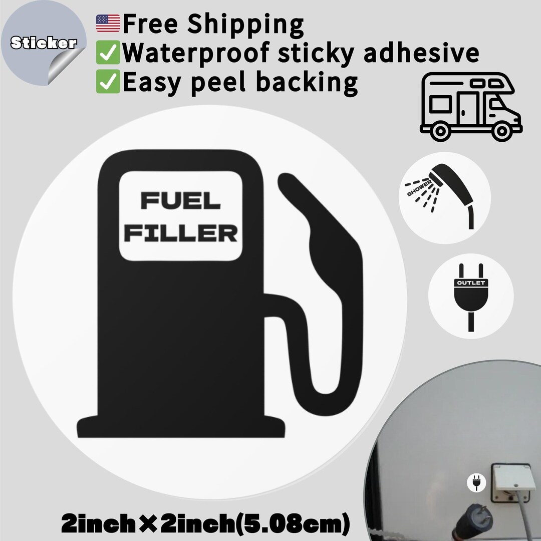 RV Camper Stickers Round Waterproof Decals for Fuel Filler Outlet ...