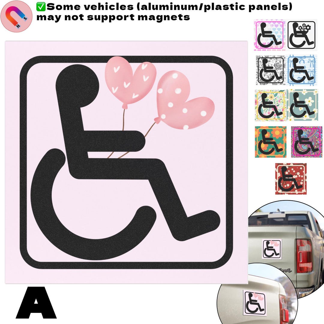 Wheelchair Symbol Car Magnet 10 Design Choices Disability Parking Sign ...
