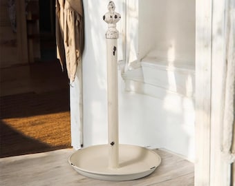 Küchenrollenhalter Landhausstil Shabby Chic Eisen Cremeweiß