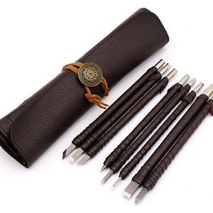 8pcs Stone Carving Kit Tungsten Steel Sculpting Set Carbide Hand Chisel Tool Bag