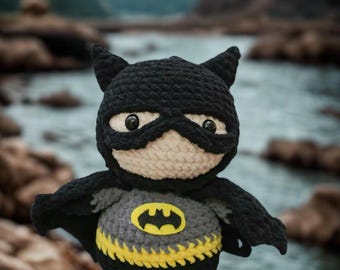 Dark Hero Plush – Handmade Crochet Amigurumi Toy Inspired by Vigilante Style