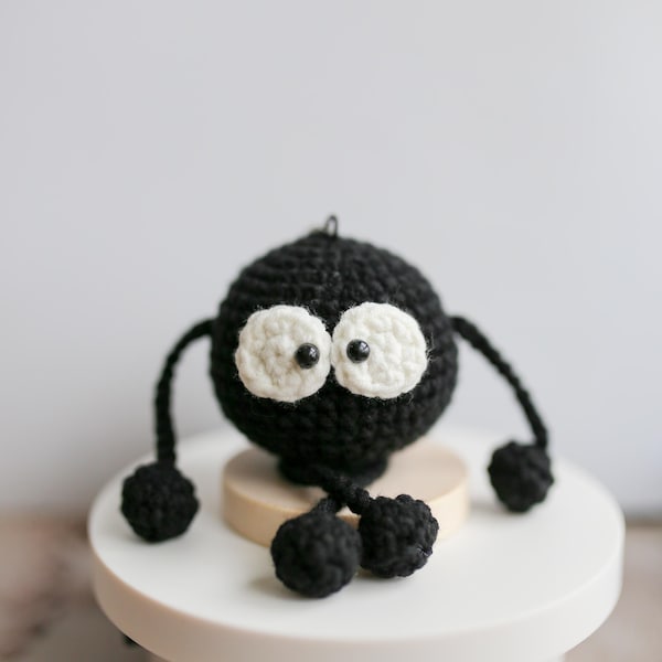 Mini Black Crochet Plush: Handmade Yarn Creature (10cm)