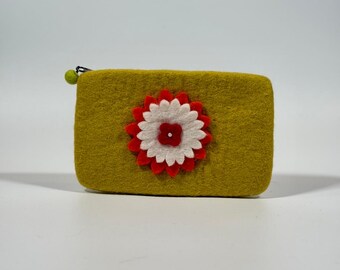 Handmade Felt flower purse - Made in Nepal.