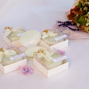 SeaShell Candle Favors – Beach Wedding Decor, Oyster Shell Gift, Bridal Shower Candles, Personalized Wedding Favors