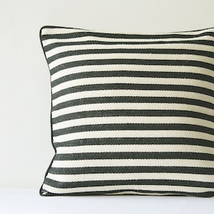 Woven Black and White Stripes Pillow Cover , Black & White Stripes Cushion Cover, Black and White Pillow Cover , Housewares , Decor Pillow