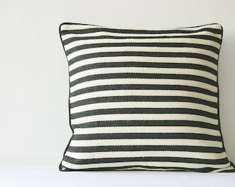 Woven Black and White Stripes Pillow Cover , Black & White Stripes Cushion Cover, Black and White Pillow Cover , Housewares , Decor Pillow