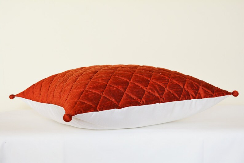Dark Rust Quilted Silk Decor Pillow Deep Rust Maroon Etsy