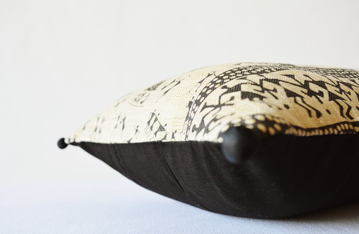 Black and Natural Warli Print Pillow Cover Printed Cushion Etsy