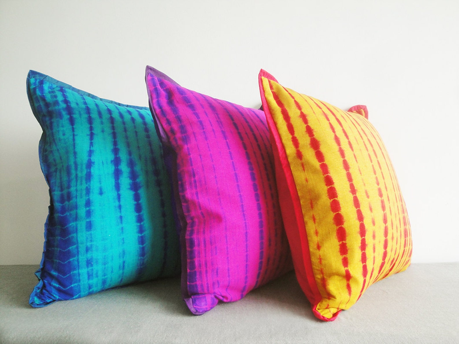 Shibori Tie Dye Colorful Pillows Shibori Cushion Covers Etsy