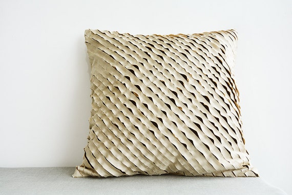 Ruwado Kissenbezug Aus Dupion Seide, 40x40 Cm, Beige-braun Gemustert – Handgefertigt In Indien, Mit Reißverschluss, Atmungsaktiv