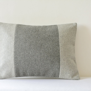 Light & Dark Grey Patchwork Colour Blocked Felt Cushion Cover , Grey Felt Decorative Pillow , Grey Felt Cushion Cover , Accent Throw Pillow image 1