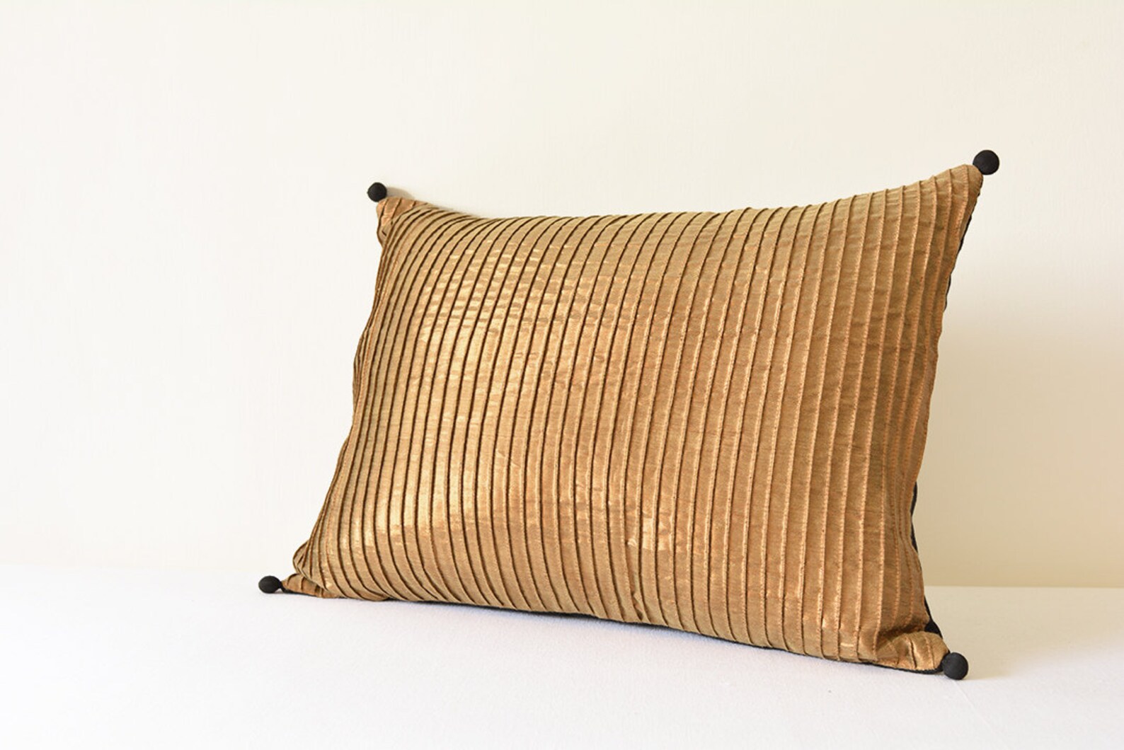 Metallic Gold Cushion Cover with Pin Tucks Metallic Antique Etsy