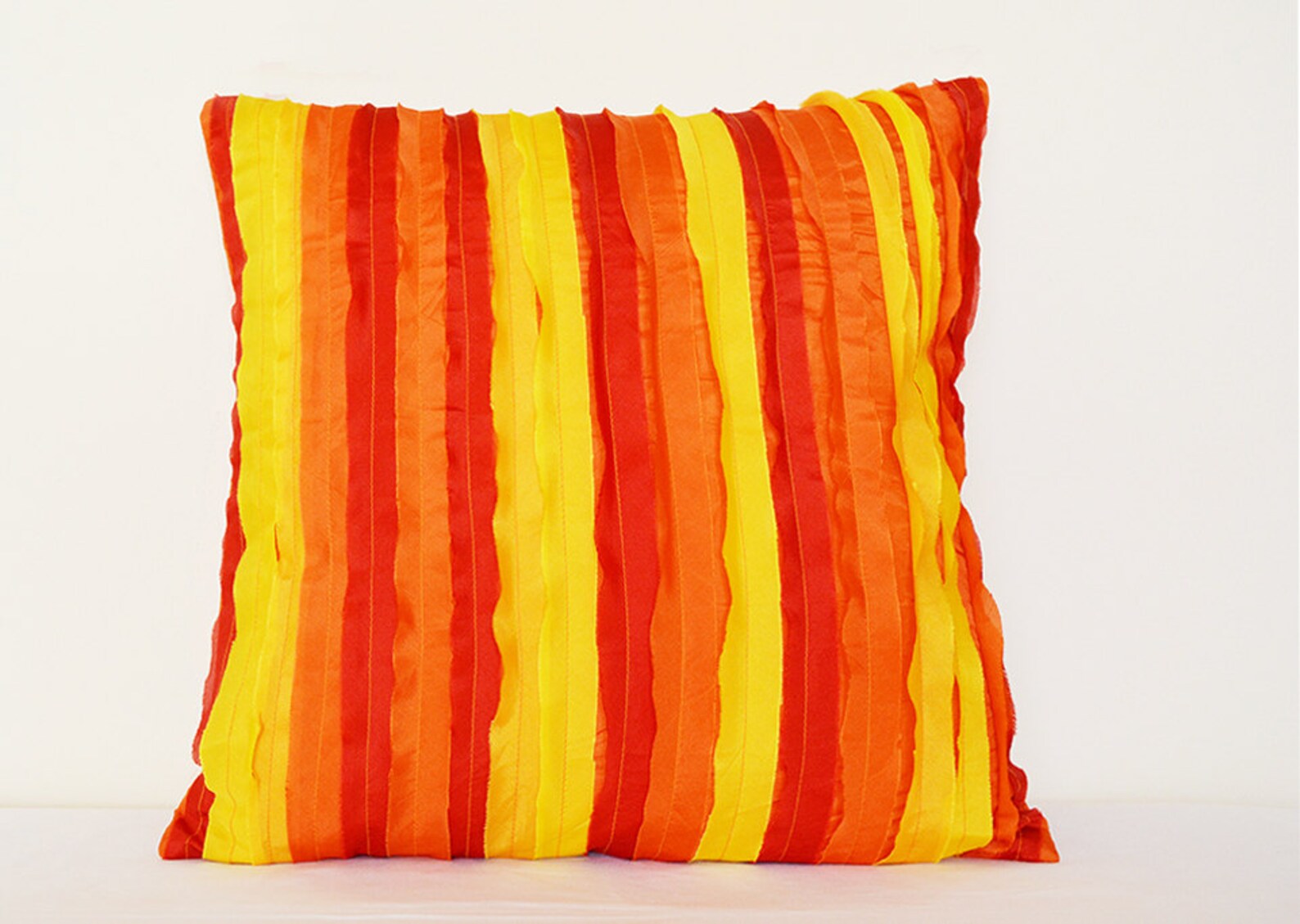 Sunny Yellow Orange and Red Pillow Cover Textured & Frayed Etsy