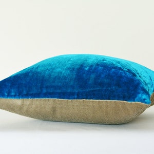 Turquoise Velvet Pillow , Turq Velvet Cushion Cover , Decor Pillow , Blue Velvet Throw Pillow , Housewares , Velvet Cushion image 5
