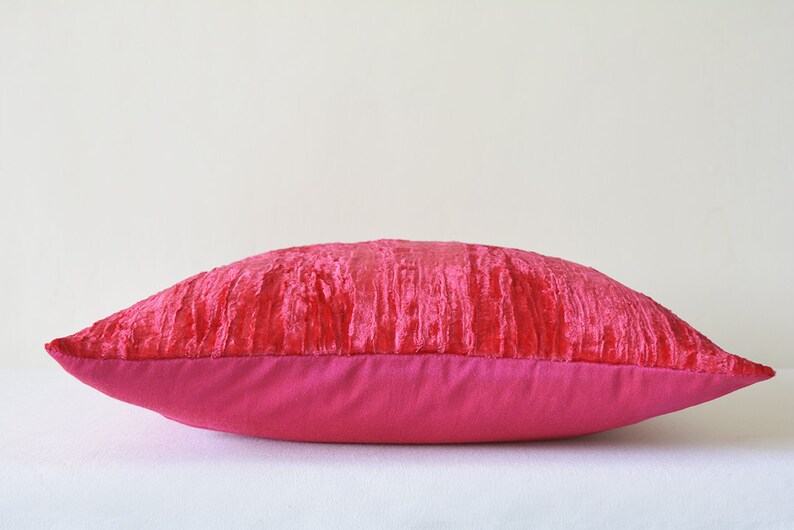 Hot Pink Crushed Velvet Pillow Hot Pink Velvet Cushion Cover Etsy