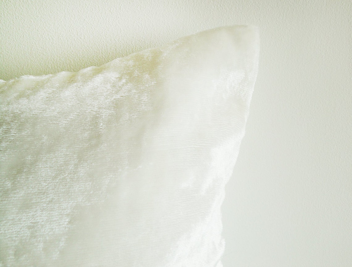 Off White Velvet Pillow Cover Ivory White Velvet Cushion Etsy