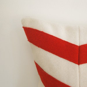 Chevron Applique Felt Cushion Cover in Red and White, Decorative Pillow, Accent Throw Pillow image 2