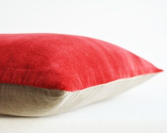 Rood fluwelen kussensloopset, kerstdecor (16 x 16 inch)