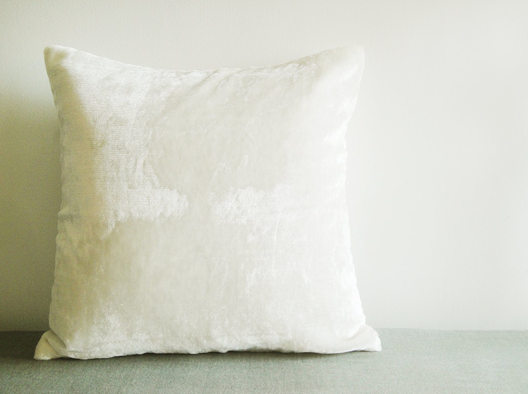Off White Velvet Pillow Cover Ivory White Velvet Cushion Etsy