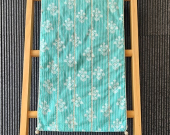 Block Printed Turquoise Table Runner