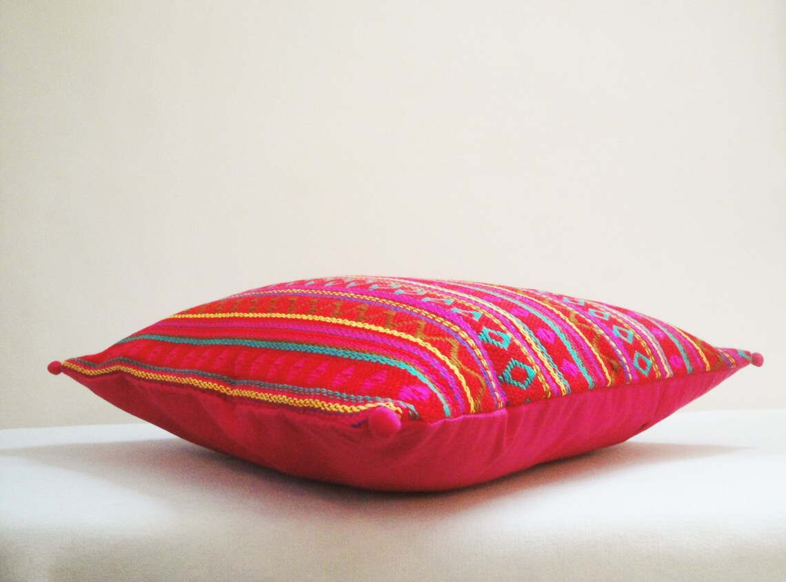 Bright Red Woven Pillow Cover Colorful Cushion Cover With Etsy