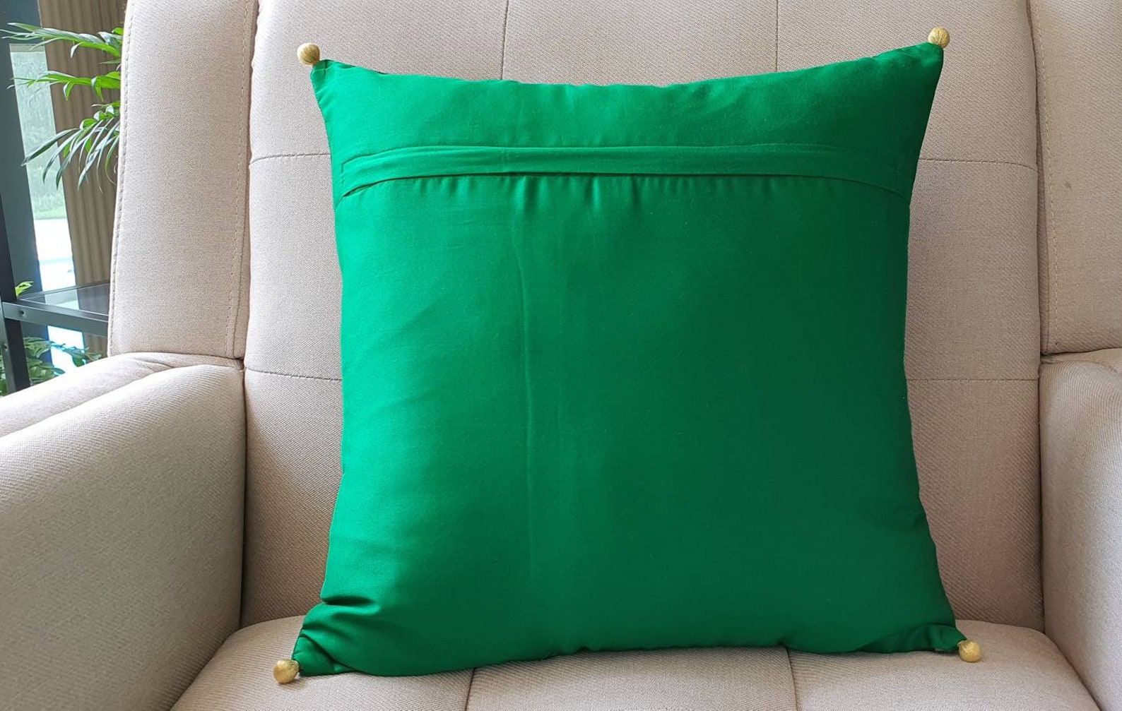 Emerald Green Silk Brocade Pillow Cover Green Brocade Etsy