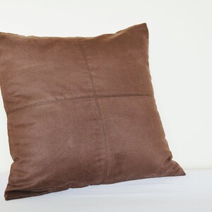 Coffee Brown Faux Suede Pillow Cover with Stitch Detail , Brown Decorative Pillow , Brown Throw Pillow , Suede Cushion Cover, Housewares image 3
