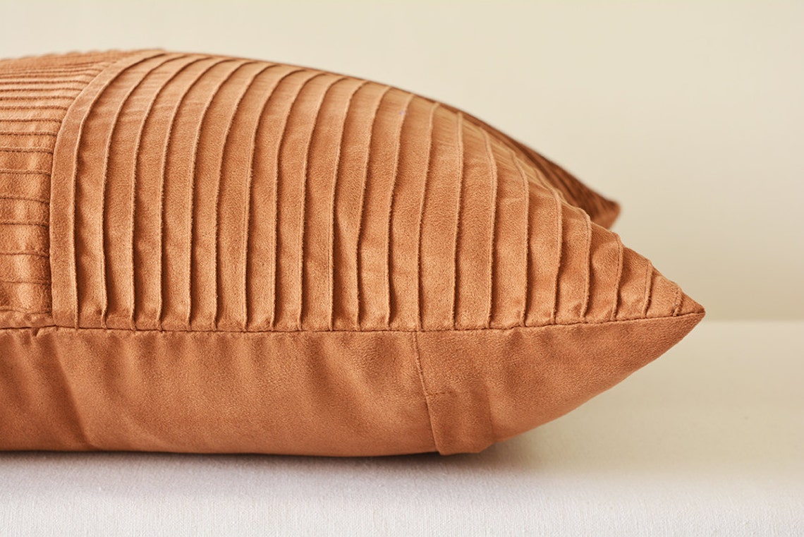 Beautiful Tan Faux Suede Textured Pillow Cover Pin Tucks & Etsy