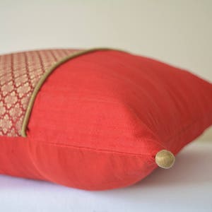 Beautiful Rich Red and Gold Brocade Silk Pillow Cover , Red Brocade Cushion Cover , Red Decor Pillow Cover , Bright Red Christmas Pillow image 6