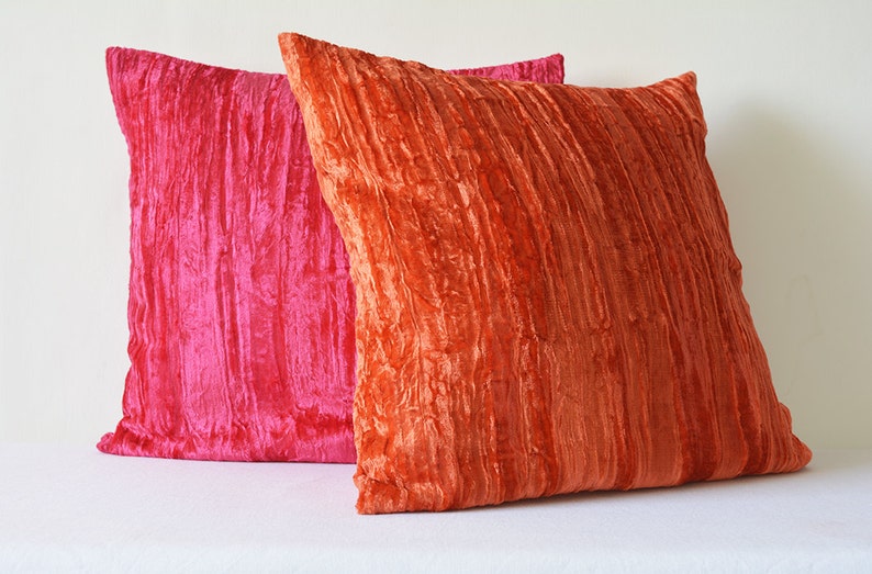 Hot Pink Crushed Velvet Pillow Hot Pink Velvet Cushion Cover Etsy