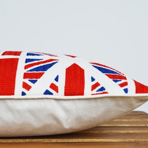 Union Jack Inspired Cushion Cover , Her Majesty&#39;s 90th , UK Cushion Cover , Union Jack Decorative Pillow , Union Jack Pillow, Blue Red White