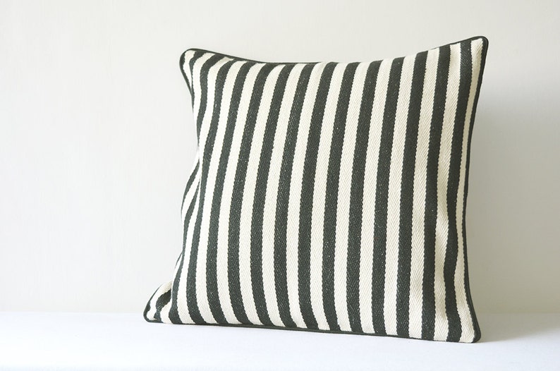 Woven Black and White Stripes Pillow Cover Black & White Etsy
