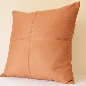 Tan Color Faux Suede Pillow Cover with Stitch Detail , Tan Decorative Pillow Cover , Tan Throw Pillow , Tan Cushion Cover , Tan Home Decor