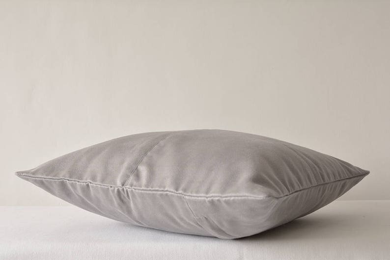 Light Grey Faux Suede Pillow Cover With Stitch Detail Grey Etsy