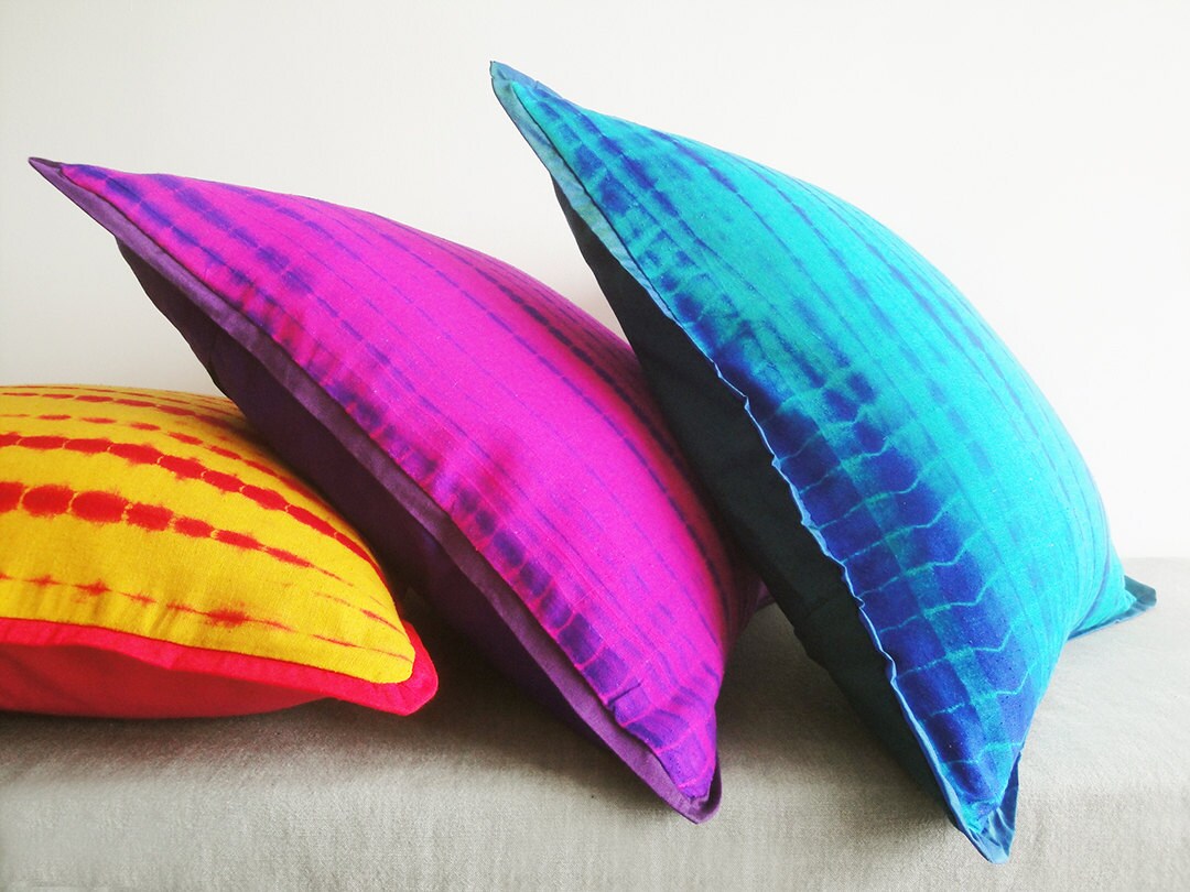 White - Tie & Dye Cotton Shibori Cushion Cover