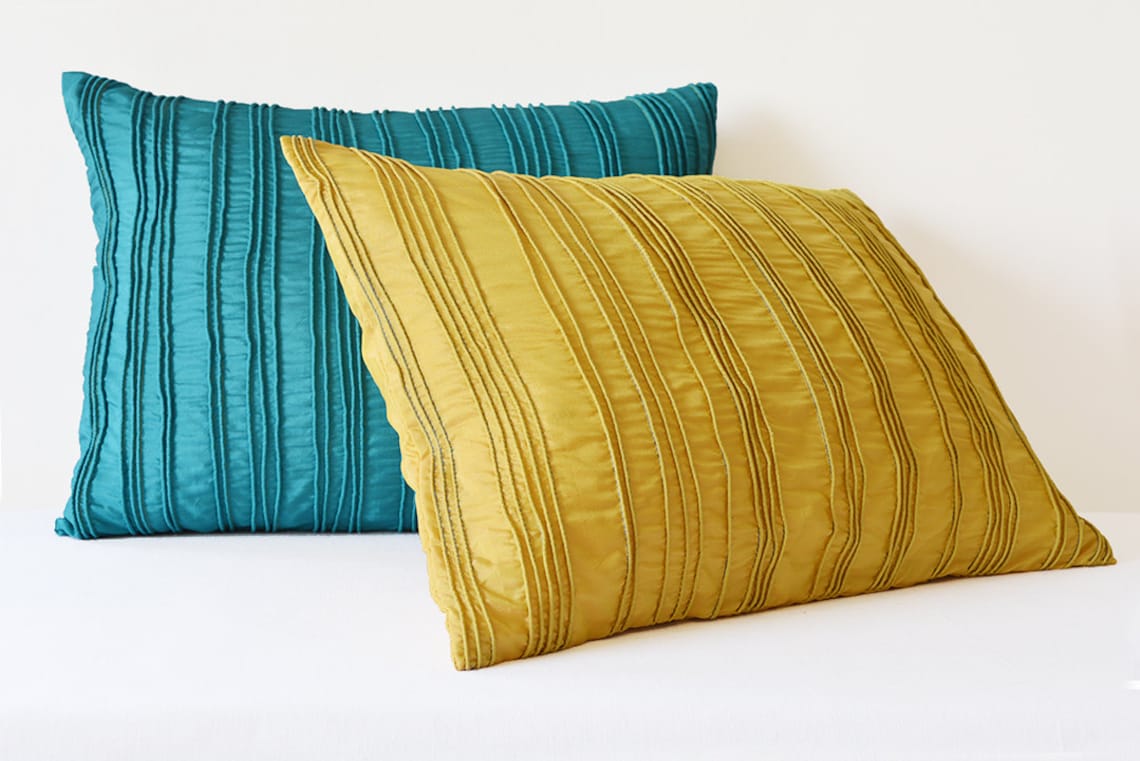 Teal Textured Cushion Cover Teal Pillow Covers With Corded Etsy