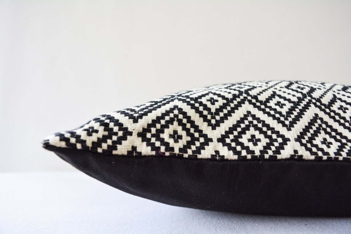 Black and White Kilim Pattern Jacquard Pillow Cover Kilim Etsy