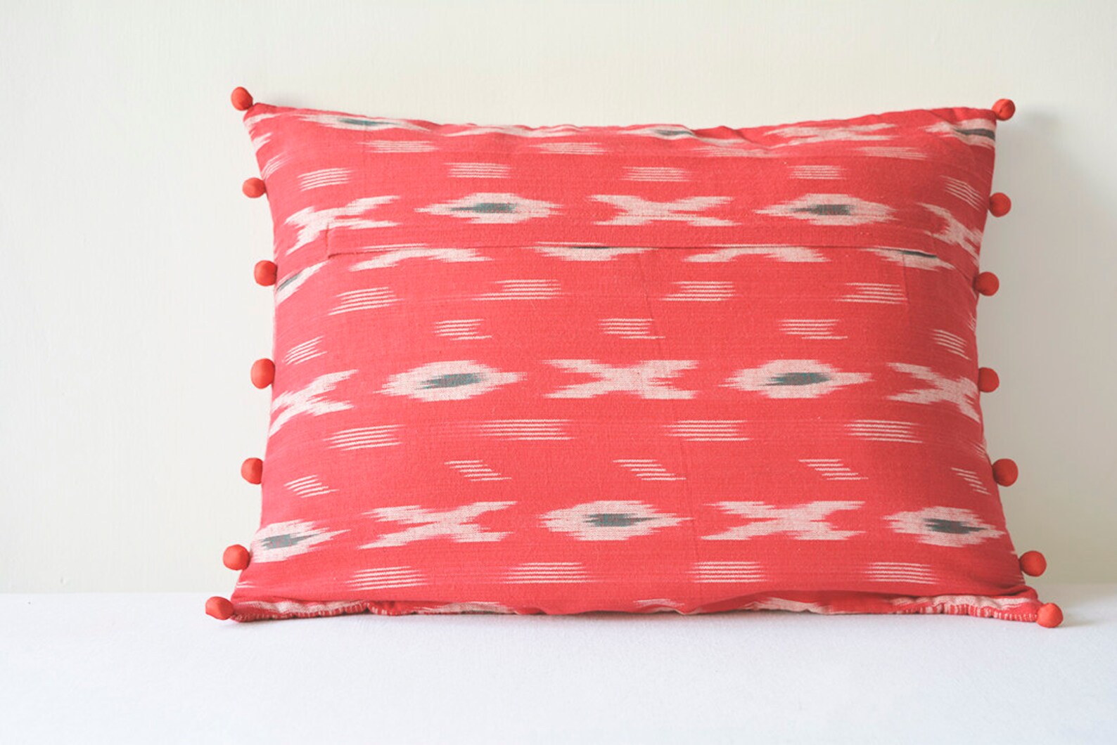 Quilted Red Lumbar Pillow Cover in Ikat Fabric Woven Ikat Etsy