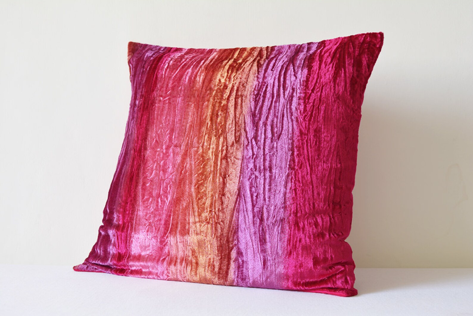 Shaded Pink Crushed Velvet Pillow Hot Pink Velvet Cushion Etsy
