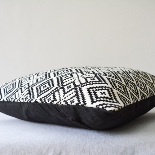 Black and White Kilim Pattern Jacquard Pillow Cover Kilim Etsy