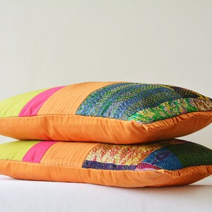 Multicolor - Set of 2 - Khun Patchwork Cotton Pillow Covers (25 x 15 in) 34