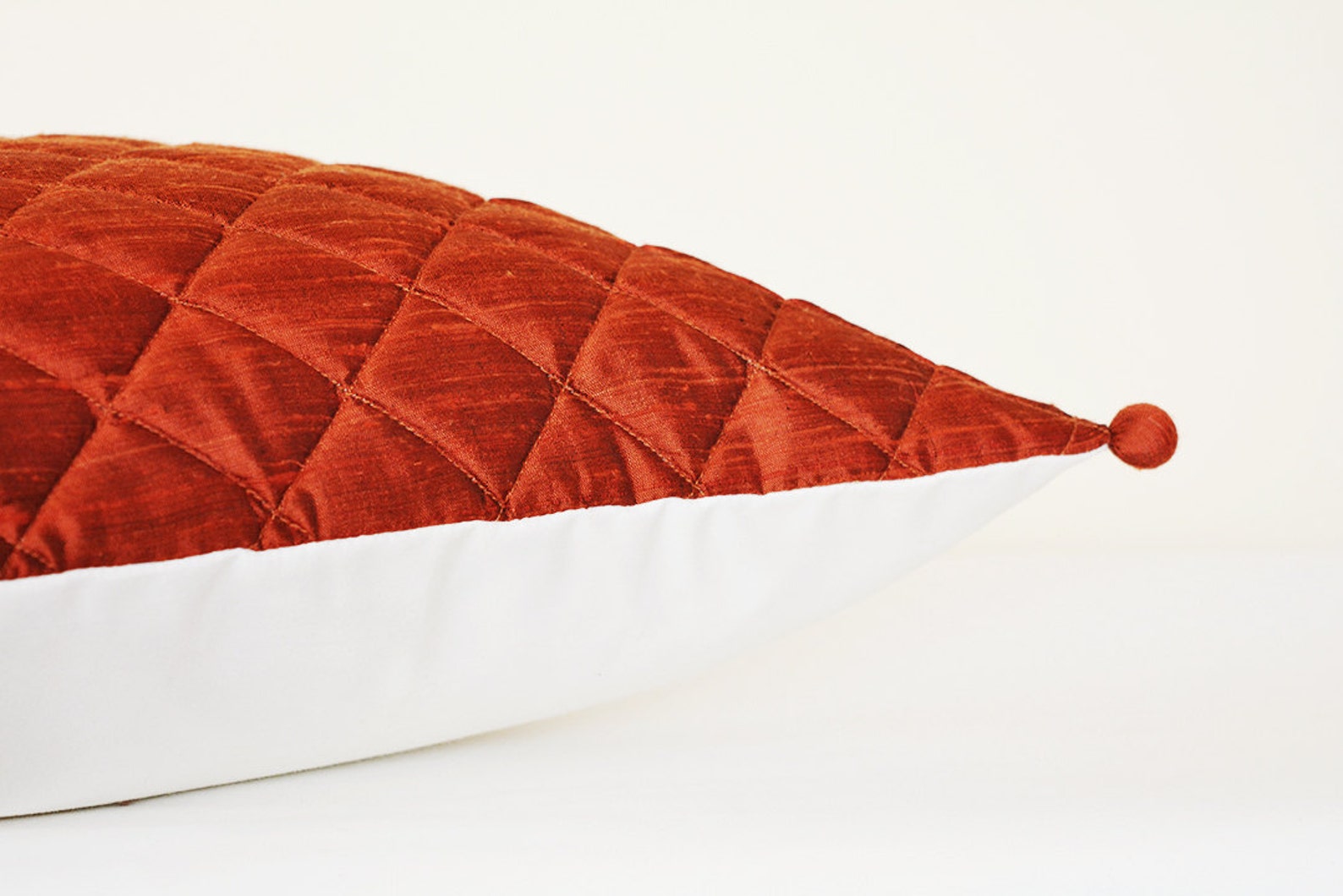 Dark Rust Quilted Silk Decor Pillow Deep Rust Maroon Etsy